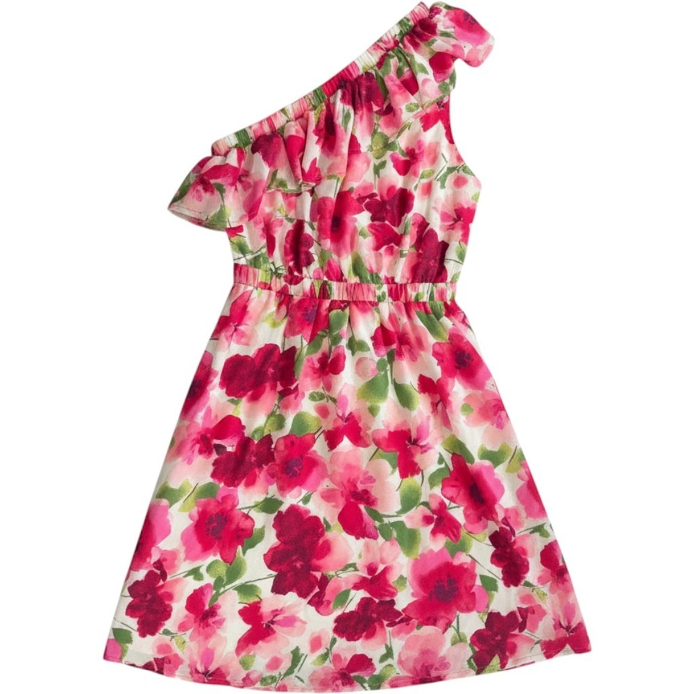 Andree‎ by Unit Pink Floral One-Shoulder Dress Ruffle Garden Party Mini Size S